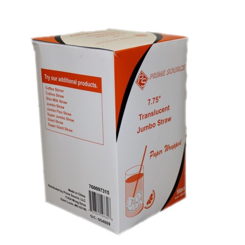 Clear Paper Wrapped Jumbo Straw Boxed - 7.75" 12000/Case