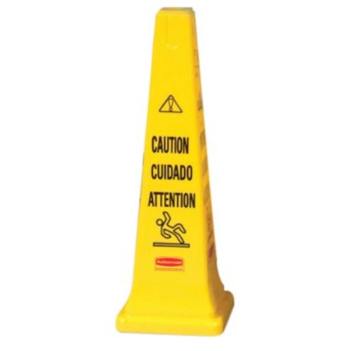 Multilingual Caution Floor Cone Yellow - 36" 5/Case