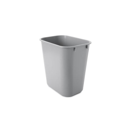 Deskside Plastic Wastebasket, 3.5 Gal, Plastic, Gray