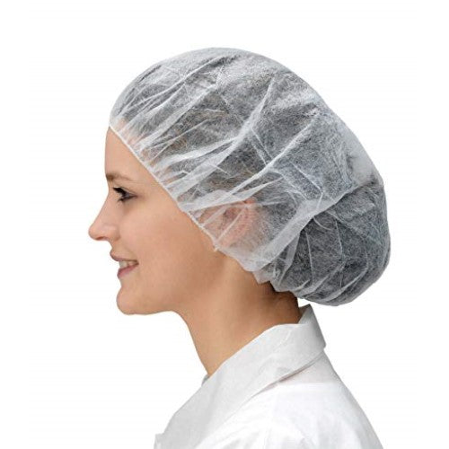 White, 21" - Latex-Free Bouffant Caps 1000/Case