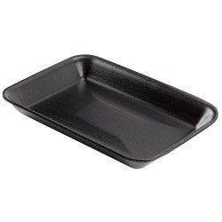 #2 Polystyrene Foam Meat Tray, Black, 8.25" X 5.75" X 1" 500/Case