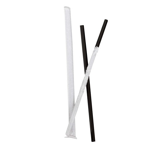 Prime Source Paper Wrapped Jumbo Straw Black 7.75"0 5000/Case