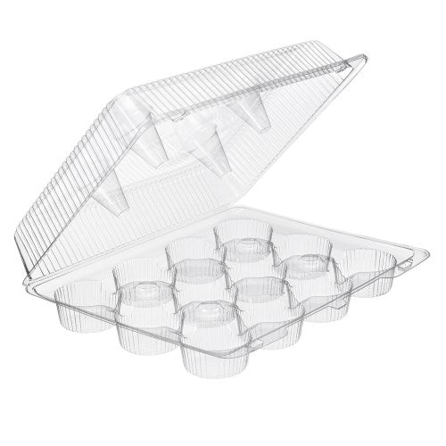 12-Count Cupcake Container, Pete, 12-15/16" X 10.25" X 3-3/8", Clear 100/Case