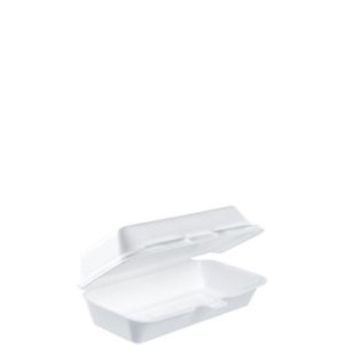 Foam Hinged Lid Container, Hot Dog Container, 3.8 X 7.1 X 2.3, White,125/bag, 4 Bags/carton
