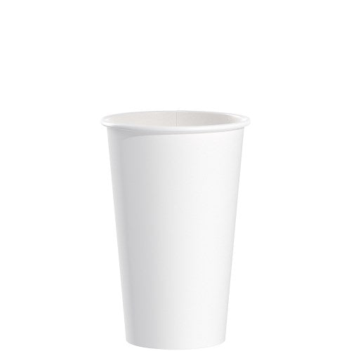 Single-sided Poly Paper Hot  Cups, 16 Oz, White, 50 Sleeve, 20 Sleeves/carton