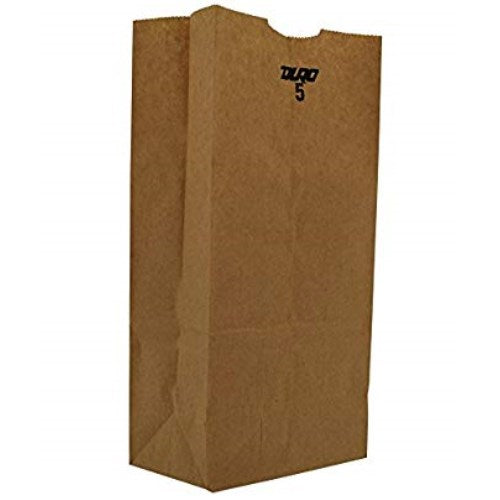 Grocery Paper Bags, 35 Lb Capacity, #5, 5.25" X 3.44" X 10.94", Kraft, 500 Bags