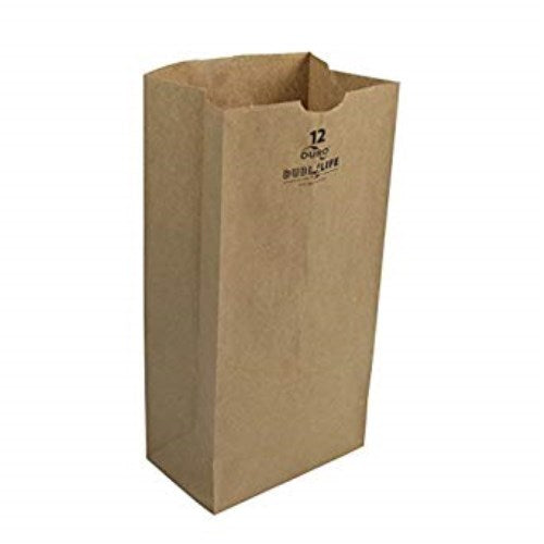 Grocery Paper Bags, #12, 7.06" X 4.5" X 13.75", Kraft, 500 Bags
