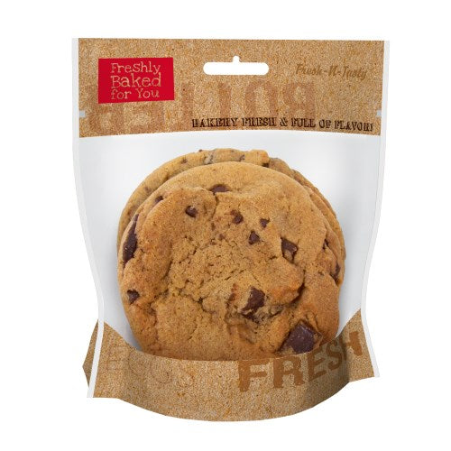 Fresh N Tasty Pe 2-Ct Cookie Bag, Brown;Clear; Red, 6" X 6" X 2" 500/Case
