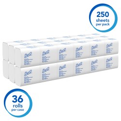 Kleenex Hygienic Bathroom Tissue Z-Fold 2-Ply White 250 Sheets/Pack 36 Packs/Case 9000/Case