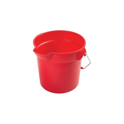 Brute Round Utility Pail, 10 Qt, Plastic, Red, 10.5" Dia