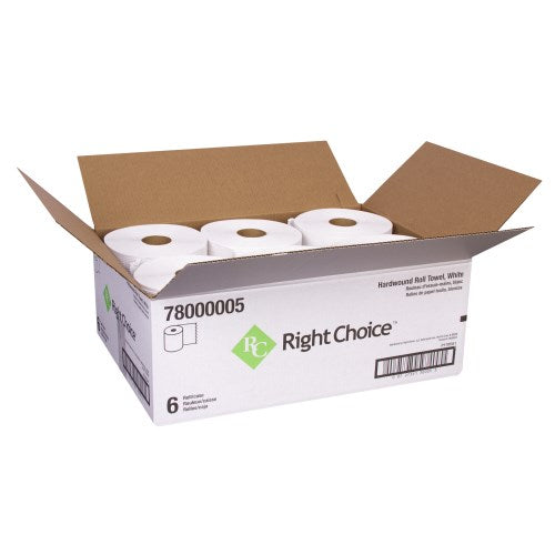 Right Choice™ Paper Hardwound Roll Towel 1-Ply, White, 7.87" X 700' 6/Case