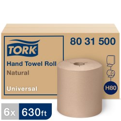 Tork H80 Universal 1-Ply Handroll Natural Towel - 8" X 630 Ft. 6/Case