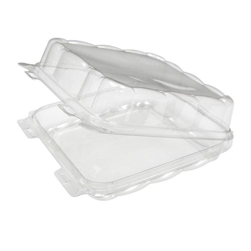 Clear Rpet Square Swirl Hinged 1-Compartment Container With Lid - 8.6" X 8.6" X 2.31" 180/Case