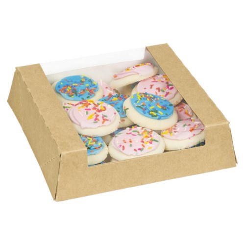 White And Kraft Ccsus Window Bakery Box - 9.43" X 9.43" X 2.5" 100/Case