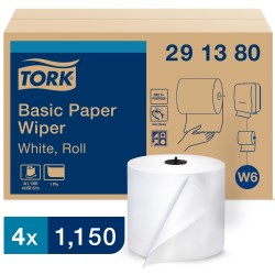 Paper Wiper Roll Towel, 1-ply, 7.68" X 1,150 Ft, White, 4 Rolls/carton