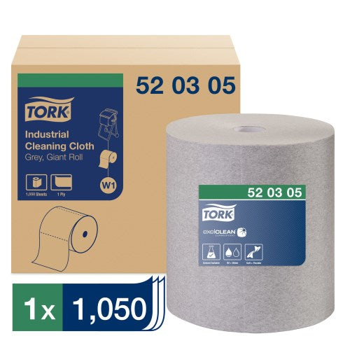 Industrial Cleaning Cloths, 1-ply, 12.6 X 13.3, Gray, 1,050 Wipes/roll