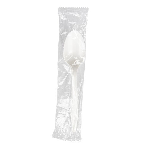 White Medium Weight Polypropylene Wrapped Teaspoon 1000/Case