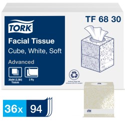 Advanced Facial Tissue, 2-ply, White, Cube Box, 94 Sheets/box, 36 Boxes/carton