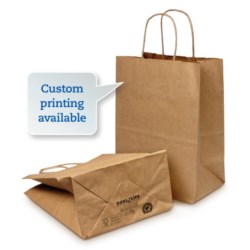 Jr Mart Virgin #65 Paper Shopper With Twist Handle, Brown, 13" X 7" X 13" 250/Case