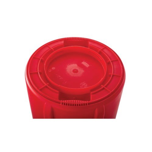 Vented Round Brute Container, 32 Gal, Plastic, Red