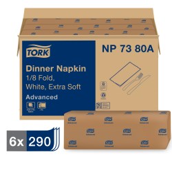 Advanced Dinner Napkin,3-ply,17" X 16.125",1/8 Fold, White,1740/ct