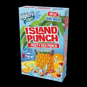 Wylers Light Island Punch Fruity Red Punch Drink Mix Singles To Go-10 Count-12/Case