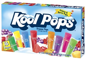 Kool Pops Assorted Freezer Pops- Watermelon-Tropical-Berry-Cherry-Orange-Grape-Strawberry-& Lemon Lime-20 Count-16/Case