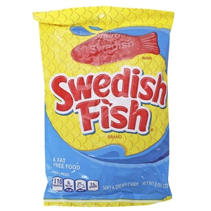 Swedish Fish Red Candy Gummy Candy Peg Bag-8 oz.-12/Case