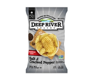 Deep River Snacks Cracked Pepper & Salt Krinkle Cut Kettle Potato Chips-2 oz.-24/Case
