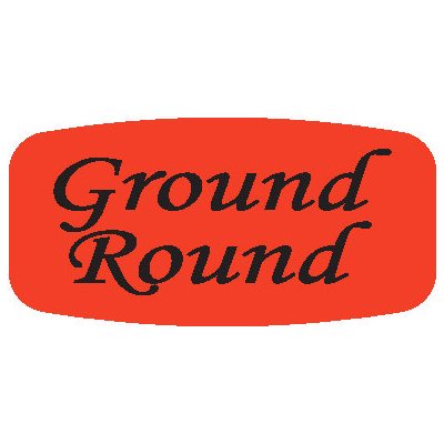 0.625 X 1.25" Red Glo Short Oval Ground Round Label /Roll