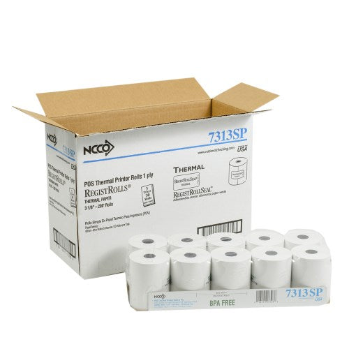 National Checking Register Roll 3.13 X 200'' 1 Ply White Thermal Pos Front Of House-30 Roll-1/Case