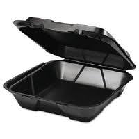 Genpak 9.25 Inch X 9.25 Inch X 3 Inch Black Large Snap It Foam Hinged Dinner Container-100 Each-100/Box-2/Case