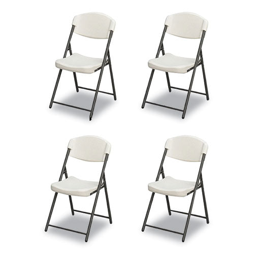 Iceberg Rough N Ready Commercial Folding Chair Supports Up To 350lb 18" Seat Height Platinum Granite Seat/back Black Base 4/pack