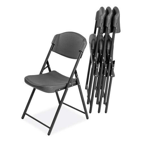 Iceberg Rough N Ready Commercial Folding Chair Supports Up To 350 Lb 18" Seat Height Charcoal Seat/back Charcoal Base 4/pack