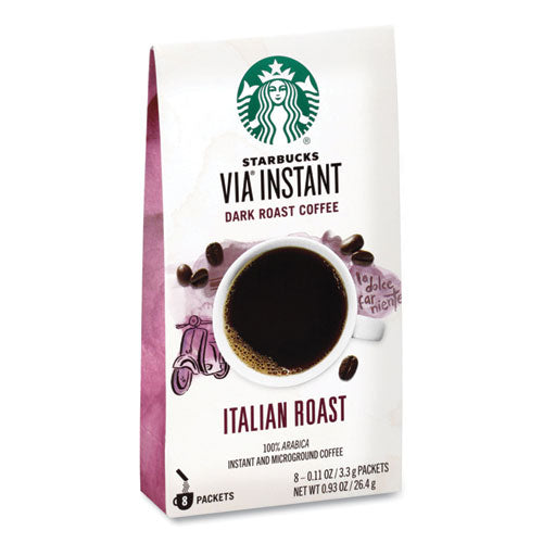 Starbucks Via Ready Brew Coffee 0.11 Oz Italian Roast 8 Packets/bag 12 Bags/Case