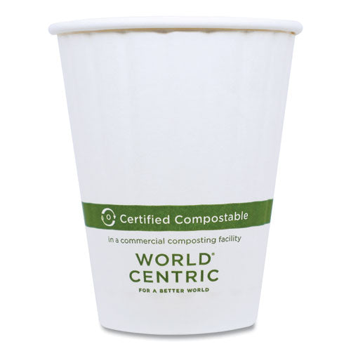 World Centric Double Wall Paper Hot Cups 12 Oz White 1000/Case