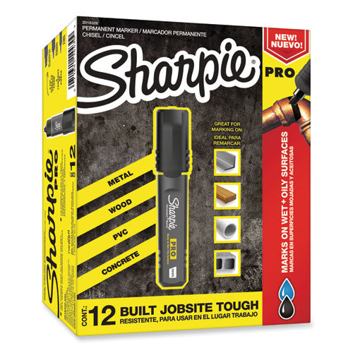 Sharpie Pro Permanent Marker Broad Chisel Tip Black Dozen