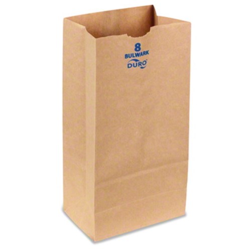 6.13" X 4.13" X 12.44" #8 Size Kraft Virgin Paper Bulwark Bag 400/Bale