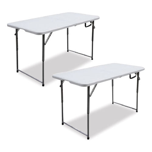 Iceberg Bifold Resin Folding Table Rectangular 48"x23.6"x29.1" White Granite Top Gray Base/legs 2/pack