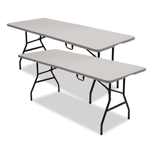 Iceberg Bifold Resin Folding Table Rectangular 70.9"x29.1"x30" White Granite Top Gray Base/legs 2/pack