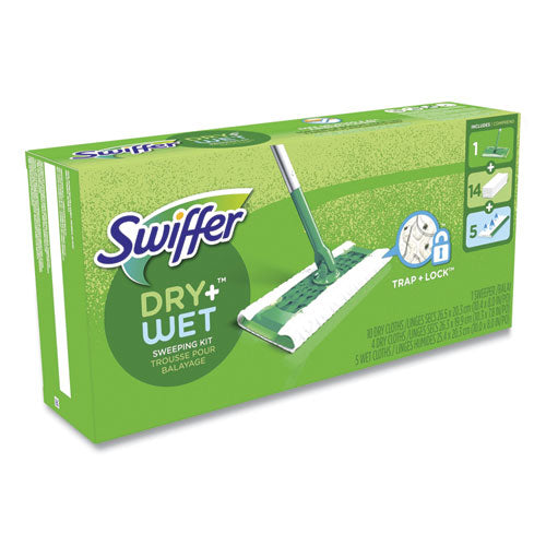 Swiffer Sweeper Mop 10x4.8 White Cloth Head 46" Silver/green Aluminum/plastic Handle