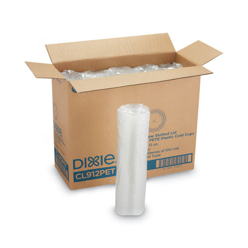 Dixie Cold Drink Cup Lids Fits 9 Oz To 12 Oz Plastic Cold Cups Clear 100/sleeve 10 Sleeves/Case