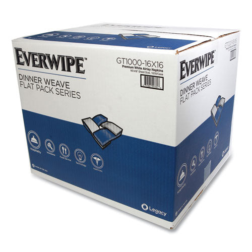 Everwipe™ Premium Guest Towel Napkins Flat Pack 2-ply 16"x16" White 1000/Case