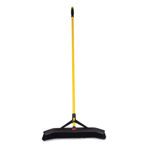 Rubbermaid Commercial Maximizer Push-to-center Broom 24" Polypropylene Bristles Yellow/black
