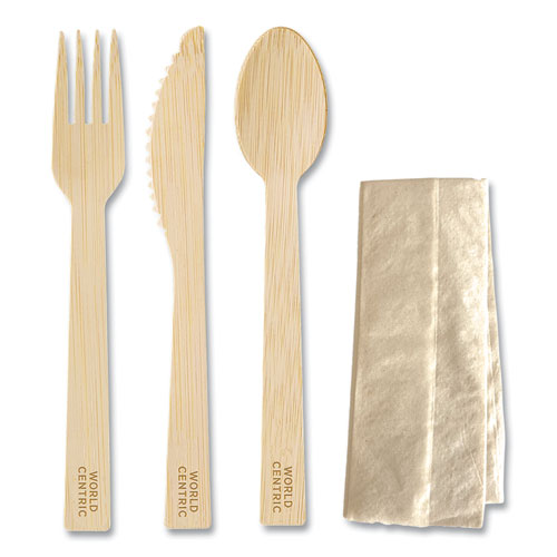 World Centric Bamboo Cutlery Knife/fork/spoon/napkin 6.7" Natural 250/Case