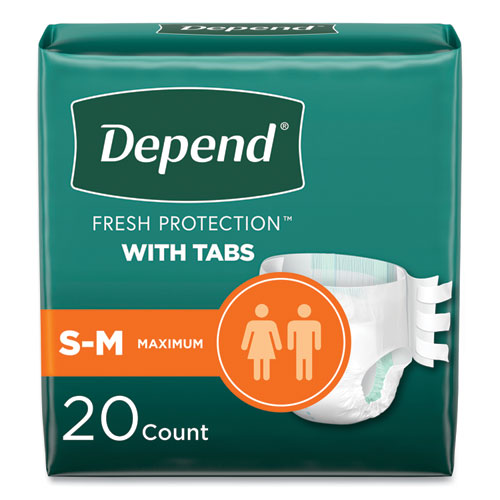 Depend Incontinence Protection With Tabs Small/medium 19" To 34" Waist 20/pack 3 Packs/Case