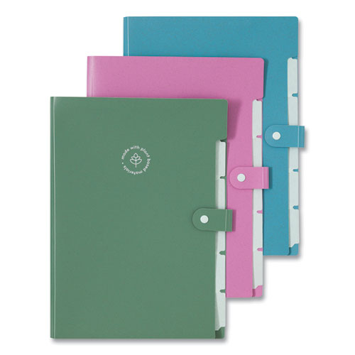 U Brands U Eco Six-pocket Expandable Folder 4.5" Expansion 6 Sections Snap Button Closure 1/6-cut Tabs Letter Size 3/pack