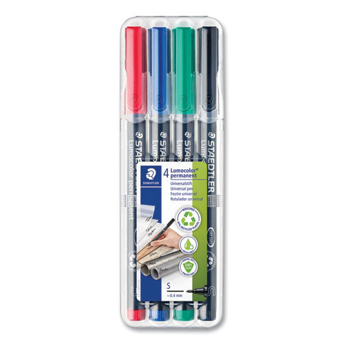Staedtler Lumocolor Permanent Marker Pen Porous Point Extra-fine 0.4 Mm Assorted Ink Colors/barrel 4/pack