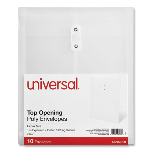 Universal Top Opening Poly Envelopes 1.25" Expansion Letter Size Clear 10/pack