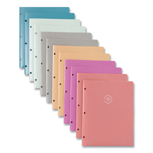 U Brands U Eco Poly Two-pocket Folders Three-hole Punched Poly/wheat Straw 11x8.5 Assorted12/pack